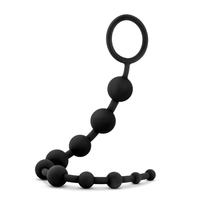 For anyone looking to explore new anal sensations alone or with a partner! Anal Adventures provides 10 flexible beads of graduating size, the Ultrasilk Silicone, with its silky smooth feel, warms with your body heat. Size 12.5 inches in length, 10.25 inches insertable by 0.75 inch in width. Circumference 2.36 inches. 