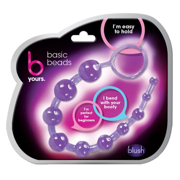 B Yours anal beads purple. Whether you're a beginner or seasoned expert in anal bead play, you'll want to go all the way with these! B Yours anal beads are made of a durable, flexible jelly. The loop handle is noticeable on insertion, but is much needed for removal. For the ladies, this product can be used vaginally to increase both of your pleasure. Great for beginners with a flexible string with a convenient retrieval loop.