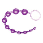 B Yours anal beads purple. Whether you're a beginner or seasoned expert in anal bead play, you'll want to go all the way with these! B Yours anal beads are made of a durable, flexible jelly. The loop handle is noticeable on insertion, but is much needed for removal. For the ladies, this product can be used vaginally to increase both of your pleasure. Great for beginners with a flexible string with a convenient retrieval loop.
