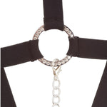 Ideal for bondage games, BDSM enthusiasts, or anyone who wants to increase the excitement in the bedroom. It is made from fabric-covered stretchy straps that also have decorative studs on them to give the wearer a seductive and sexy appearance. The 2 removable metal chains go over the crotch to add to the sex appeal of the outfit, making it fit for your roleplaying sessions or your local sex club.  • Material: 70% polyester, 30% elastane