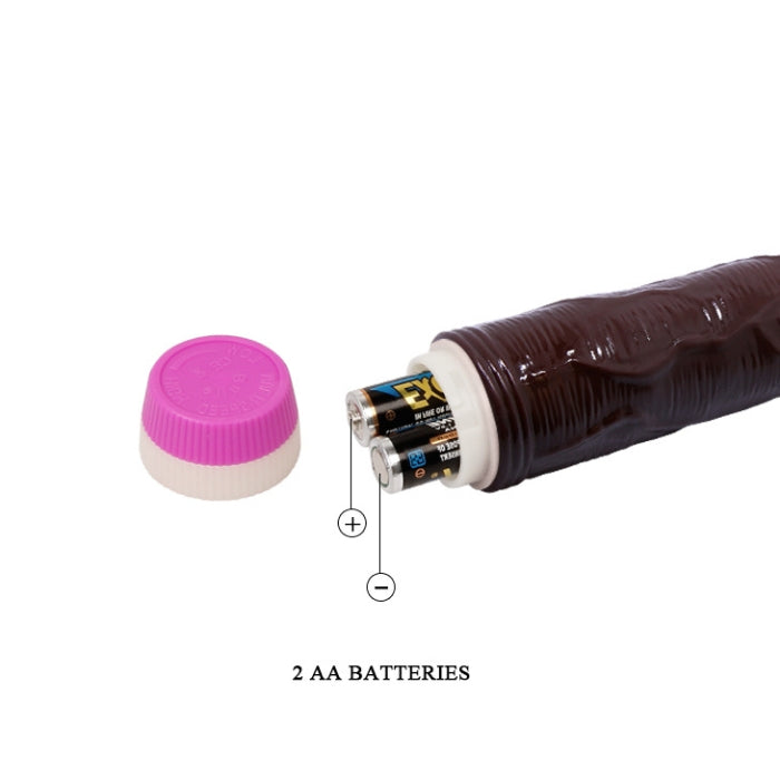 An amazing dildo vibrator with a smooth veined shaft and a widening base to deliver you a stimulating experience. Includes simple to use twist controls at the base so that you can turn your attention to more important things. This dildo vibrates with multi-speed thrills. Takes 2 AA batteries (not included).