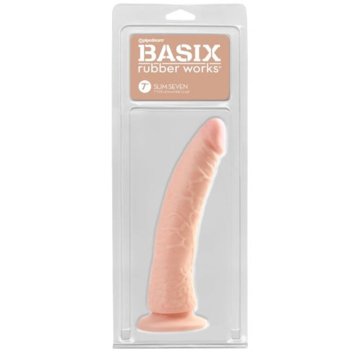 This moderately wide toy is the perfect size for both vaginal and anal satisfaction, and a wide harness compatible suction cup base makes a great handle. Try it on the floor of the bathtub or the wall of the shower. length 7 inches, width 1.75 inches, height 1.5 inches, girth 5.5 inches, diameter 1.75 inches. Insertion length 6.5 inches.