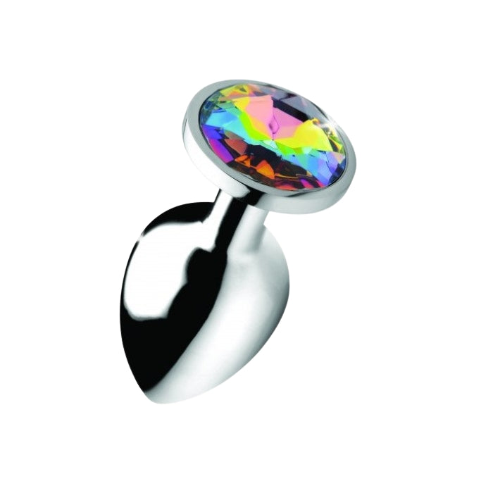 Booty Sparks - Round Shaped Steel Anal Plug with Rainbow Stone - Large