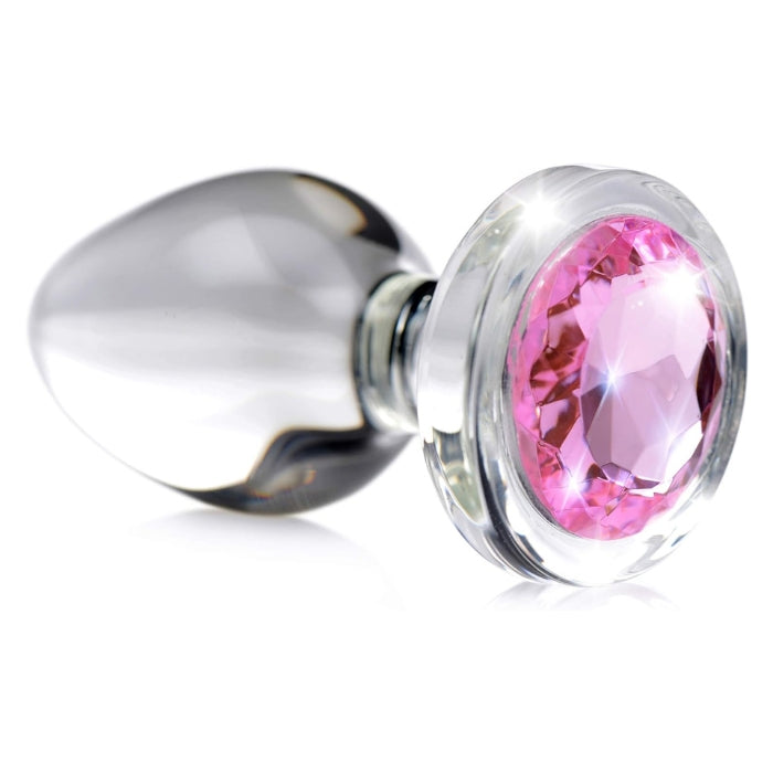 Booty Sparks Glass Anal Plug - Small Pink Gem