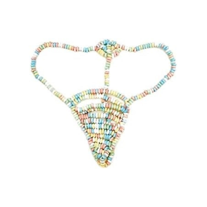 Candy G-String for Lovers! Rainbow design and tasty treat. An edible female G-string made out of delicious, edible and tantalizing rainbow candy. Makes the perfect gift for any occasion with a naughty but nice twist. (One size fits most.)