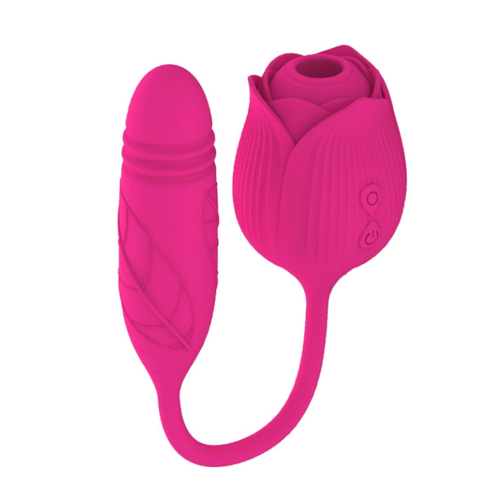 Clitoral sucker Flower/Rose with Thrusting Mini Bullet – a revolutionary pleasure device designed for sublime satisfaction. This unique stimulator combines the elegance of a flower/rose-shaped clitoral sucker with the power of a thrusting mini bullet, creating an experience like no other. USB rechargeable.