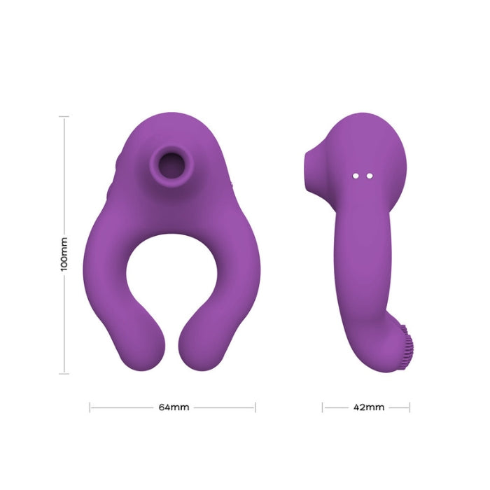 The Clit Sucker Ring was designed to be versatile and perfect for couples. Use the bottom of the toy which has 7 vibration modes for pinpointed clitoral stimulation or use the top suction head which has 7 modes to draw the blood to the clitoris for more sensitivity. The product is great for dual penetration, as a couples ring or nipple play. USB rechargeable, waterproof and made from a body safe silicone.