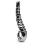 This wild tongue lustfully snakes into your hidden zones. Imagine how the deep ridges continue to rub sensuously against the inner walls of your vagina while playing. Your G-spot will be crazy about this gem. The curved end is used as a handle for safe handling. Heated or cooled this steel dildo can only increases your feelings of pleasur