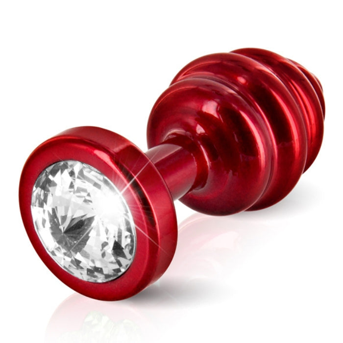 Diogol Ano Ribbed Steel Anal Plug - Red (35mm)