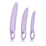 Revitalize and strengthen Vaginal muscles with the Dr. Laura Berman Alena Set of 3 Silicone Dilators Purple Intimate Basics. The uniquely designed 3 piece Dilator Kits are ergonomically curved and gradually sized to allow for gentle Dilation, pair with a Mini Bullet Vibrator for intensified sensation! 