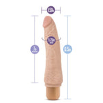 Dr. Skin Vibe #7 is a 8.5 inch realistic vibrating dildo with an insertable length of 7 inches, 1.5 inch tip and 5.75 inch girth.