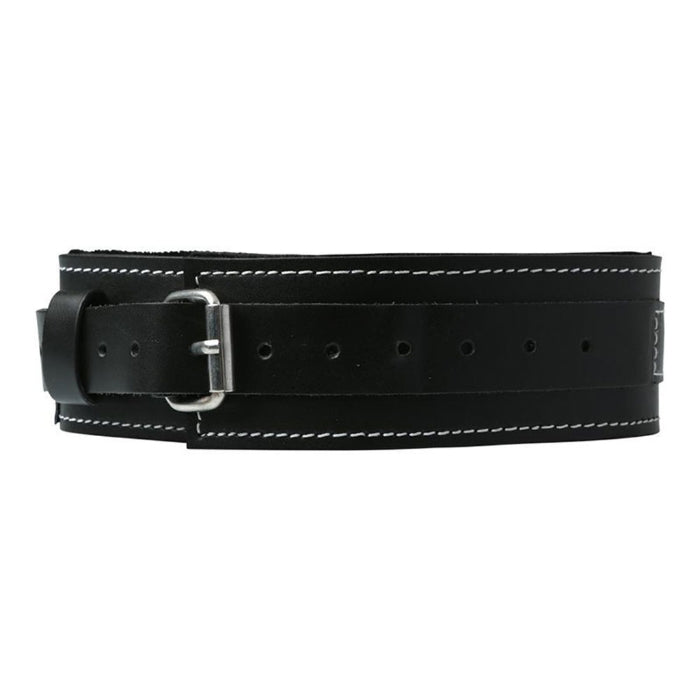 This luxury lined collar guards the wearers neck with subtle strength, providing an extra soft touch on supple napes. The cowhide leather BDSM collar features a solid, metal D-Ring for easy leash attachment allowing you the comfort to control your sub casually or intensely. Fits necks, inside diameter from 8.89cm to 15.36cm.