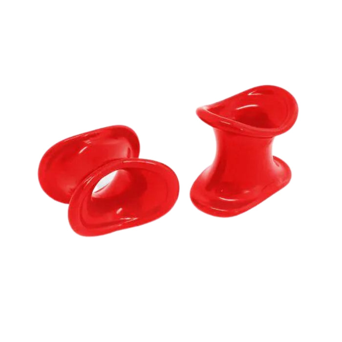 These were designed to hug your ball sack as well as the base of your penis. Unlike other ball stretchers on the market these are soft and stretchy that don't squeeze too hard. These are made for a more long term wear. Include two sizes.