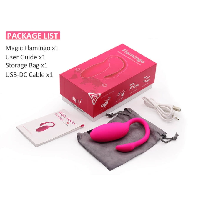 Contents includes 1x Magic Flamingo, 1x User Guide, 1x Storage bag and USB Cable for charging.