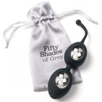 Experience Fifty Shades of excitement with these sensual silver coloured Ben Wa Balls. Encased in a silky soft black silicone holder, these weighted ben wall balls are easy to insert. Once inserted move around to feel the rolling weights inside each ball. A stretchy silicone removal cord makes removal of your Ben Wa Balls easy. 