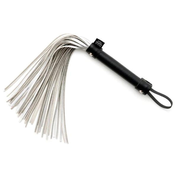 Forty soft suede leather tails will provide passion through gentle tickles or sharp stings. A satin handle and metal stud adds stunning detailing to the look of this pleasurable bondage accessory. You won't believe the sensations and thrill of this flogger when used in your bondage adventures. Comes with satin bag to keep in good condition.