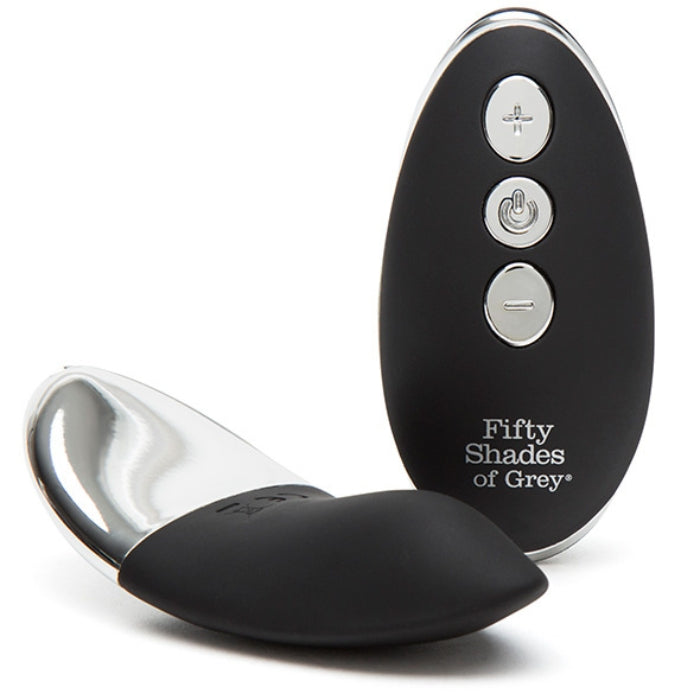 The Relentless Vibrations Collection is a Slimline vibrator that fits neatly in underwear for sensational clitoral stimulation, 10 patterns each with 6 levels of intensity for tailored pleasure, Smooth and sleek black silicone and silver ABS plastic knicker vibrator and black PU coated remote control with silver contrast buttons and detail, Toy is USB rechargeable with cable included, Toy 100% waterproof (remote control not waterproof), Comes with a satin storage bag.