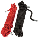 Indulge in effective restraint play with Restrain Me, a set of two silky bondage ropes, each measuring 5 meters in length to for you or your lover to play with. Durable and strong, soft against your skin and are ideal for beginners and experts alike.