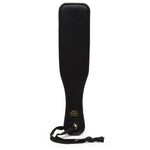 Fifty Shades of Grey Paddle - Bound to You Black, is of the highest quality. Hand stitched on both sides and crafted with faux leather with a twin texture finish. This smaller easy to grip handle has a wrist strap for effortless handling.