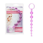 Calexotics First Time Love Anal Beads. Whether you're a beginner or seasoned expert in anal bead play, you'll want to go all the way with these! Calexotics First Time Love Anal Beads are made of a durable, flexible PVC. The loop handle is noticeable on insertion, but is much needed for removal. For the ladies, this product can be used vaginally to increase both of your pleasure. Great for beginners with a flexible string with a convenient retrieval loop.