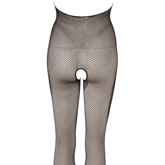 Sexy one-piece fishnet bodystocking with exciting openings by the breast and crotch. The highly elastic, black soft mesh material hugs the curves perfectly and is barely noticeable on the skin.
