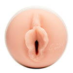 Masturbator with vagina opening in a mother-of-pearl housing. With an original print of the intimate area of ​​erotic star Emily Willis. Inside the pleasure channel, knobs, slats and groove structures of different sizes create a stimulation-intensive surface. With a cover cap and the star's signature next to the labia.