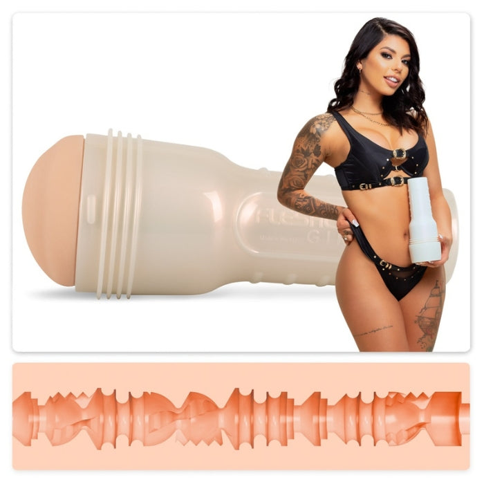 The easy-to-hold masturbator Gina Valentina Stellar from Fleshlight is in a discreet torch design. The masturbator is also a realistic replica of erotic star Gina Valentina's vagina. The masturbator is therefore perfect for an intense and orgasmic massage during a hand job. The sleeve is made out of extremely soft, skin-like material. There is also Gina's signature next to the vagina hole as well. The sleeve can be removed from the case for cleaning.