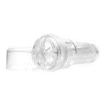 Fleshlight Ice Lady Crystal, male masturbator. Comes with a clear SuperSkin sleeve and a clear case that magnifies your penis for visual impact. This clear design has a fully textured shaft that delivers great sensation all the way! With her ultra stimulating crystal textured inner walls that grip you firmly, plus the interior can be customized to your preference in terms of tightness by twisting the cap at the very bottom. Body safe materials and easy to clean.