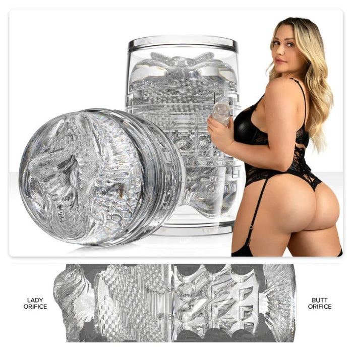 The Mia Malkova Quickshot features unobstructed exit points molded from Mia's own vagina and butt. The Mia Malkova Quickshot can be used as supplementary stimulation during couple's oral play or for masturbation. *This Fleshlight is not recommended for a customer whose penis at any area is girthier than approximately 5.5” or 14 cm. They may find the Quickshot too tight or restrictive.