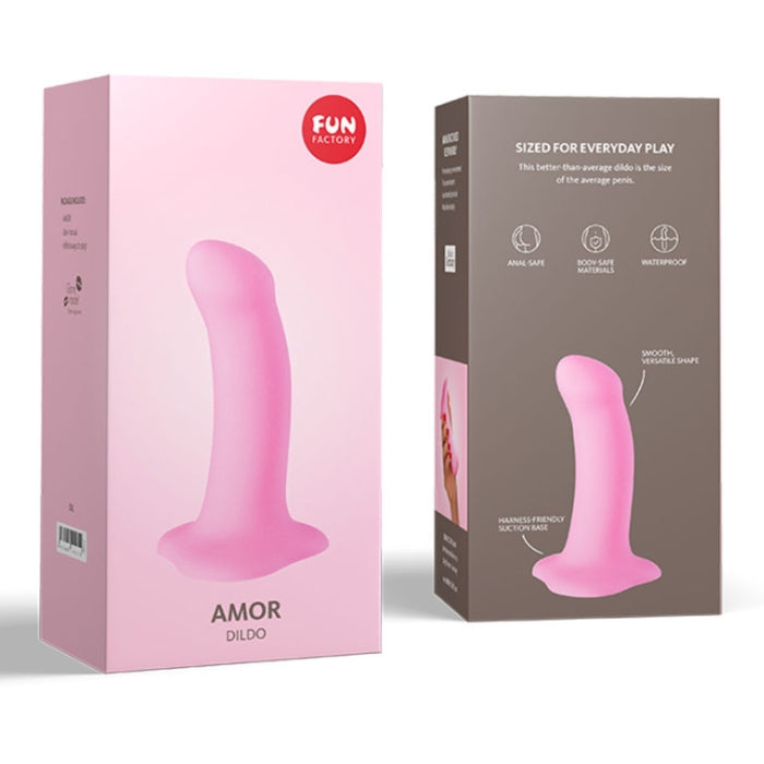 Amor is a semi-realistic dildo with small measurements. 5.3 inches long (a dildo on the small side) and 1.4 inch diameter, the Amor is a little brother to Magnum. The Amor does it in so many different ways: vaginally for beginners and women who like a lighter touch, or anally for those who love longer-lasting pleasure rather than a longer dildo. The silky surface made of 100% medical-grade silicone stimulates in bed, in the bathtub and also in a harness.