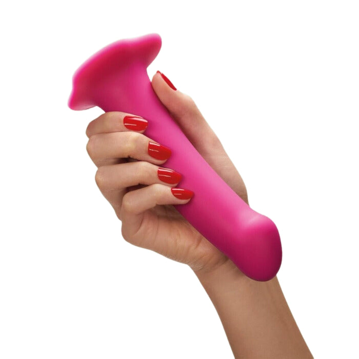 Fun Factory Magnum , dildo. If you are looking for size, this definitely lives up to its name. The sheer size of it makes it a worthwhile addition to your toy box. This big boy is great for vaginal and anal play and the curved tip makes for easy insertion and massages the P-spot or the G-spot perfectly. Thanks to the flat suction cup base, it can be used for both vaginal and anal play, and is also harness compatible. It can be stuck to a clean, flat surface or wall for solo play. Body safe materials.