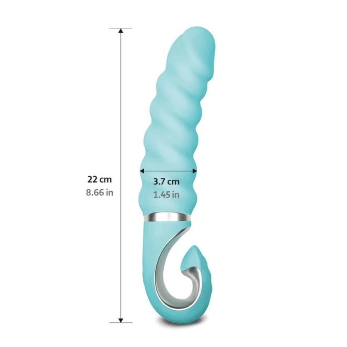 The G-vibe G Jack 2 features 6-functions and made from a new Bioskin material (The closest thing to human skin). The powerful motor has changeable intensity from light tremors to intense vibration. The G Jack 2 vibrator has a realistically shaped head that is 1.45 inches wide . The shaft has a unique swirling corkscrew pattern just like a real penis does from 1.54 inches to 1.75 inches at the base of the 5.25 inch of insertble shaft. 100% waterproof.