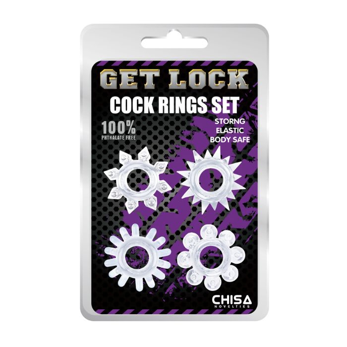 GK Power Stretchy Cock Ring Set - Clear (4)