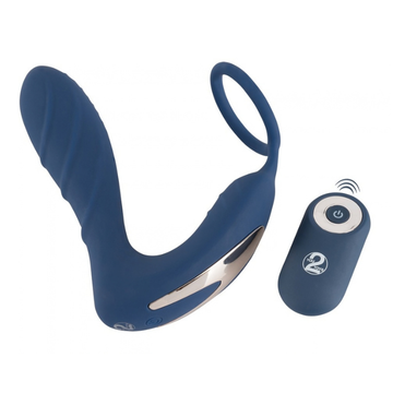 Anal Plug Vibe Prostate Cock Ring with Remote Control Blue