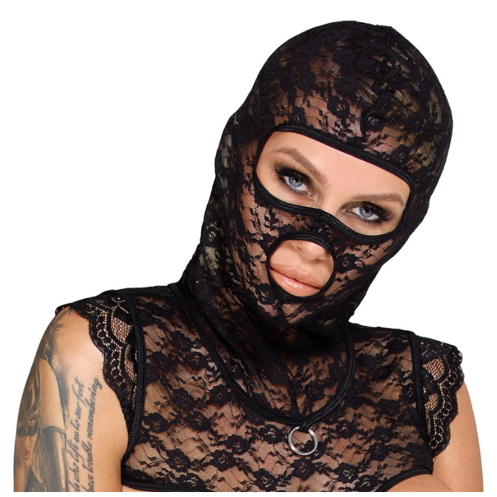 Bad Kitty Bondage Head Stretch Hood Underwear Set Black