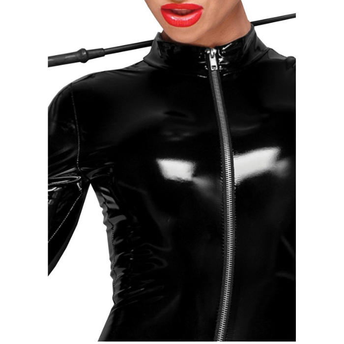 Noir Wet Look Full Body Jumpsuit Black