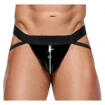 Black Level Men’s Vinyl G String Jock Black Small