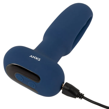 Anos Flap Blue Vibrating Anal Plug with Remote Control 10F
