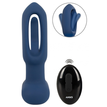 Anos Flap Blue Vibrating Anal Plug with Remote Control 10F