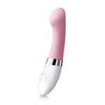Pink Lelo Gigi 2, G-spot vibrator! Its curved and attuned tip perfectly targets your G-spot for exhilarating solo pleasure or during foreplay! 8 satisfying modes let you easily and your perfect pattern and ideal intensity. The flattened head for precise contact, this toy is ideal for G-Spot or clitoral stimulation. Medical grade silicone. USB rechargeable. 100% waterproof.