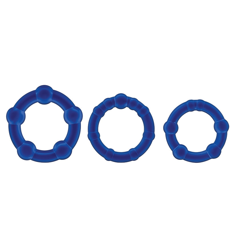 Stay Hard Beaded Blue Cock Ring Set (3)