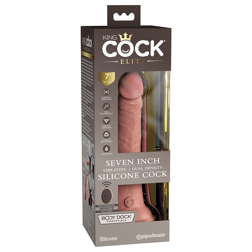 King Cock Elite 7 Inch Vibrating Dildo Light
