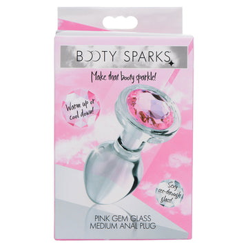 Booty Sparks Gem Glass Anal Plug Medium Pink