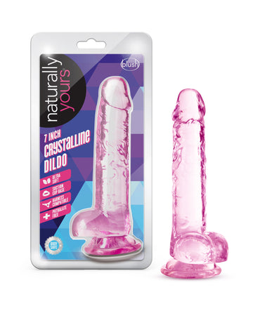 Jelly Crystalline 7 inch Dildo with Scrotum Pink