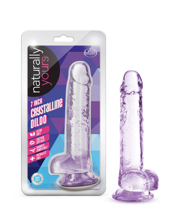 Jelly Crystalline 7 inch Dildo with Scrotum Purple