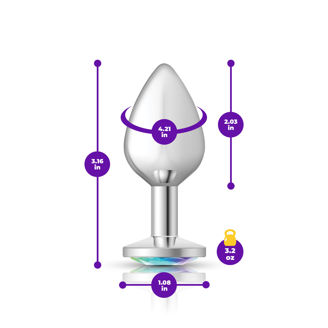 Cheeky Charms Anal Plug Medium Clear Iridescent