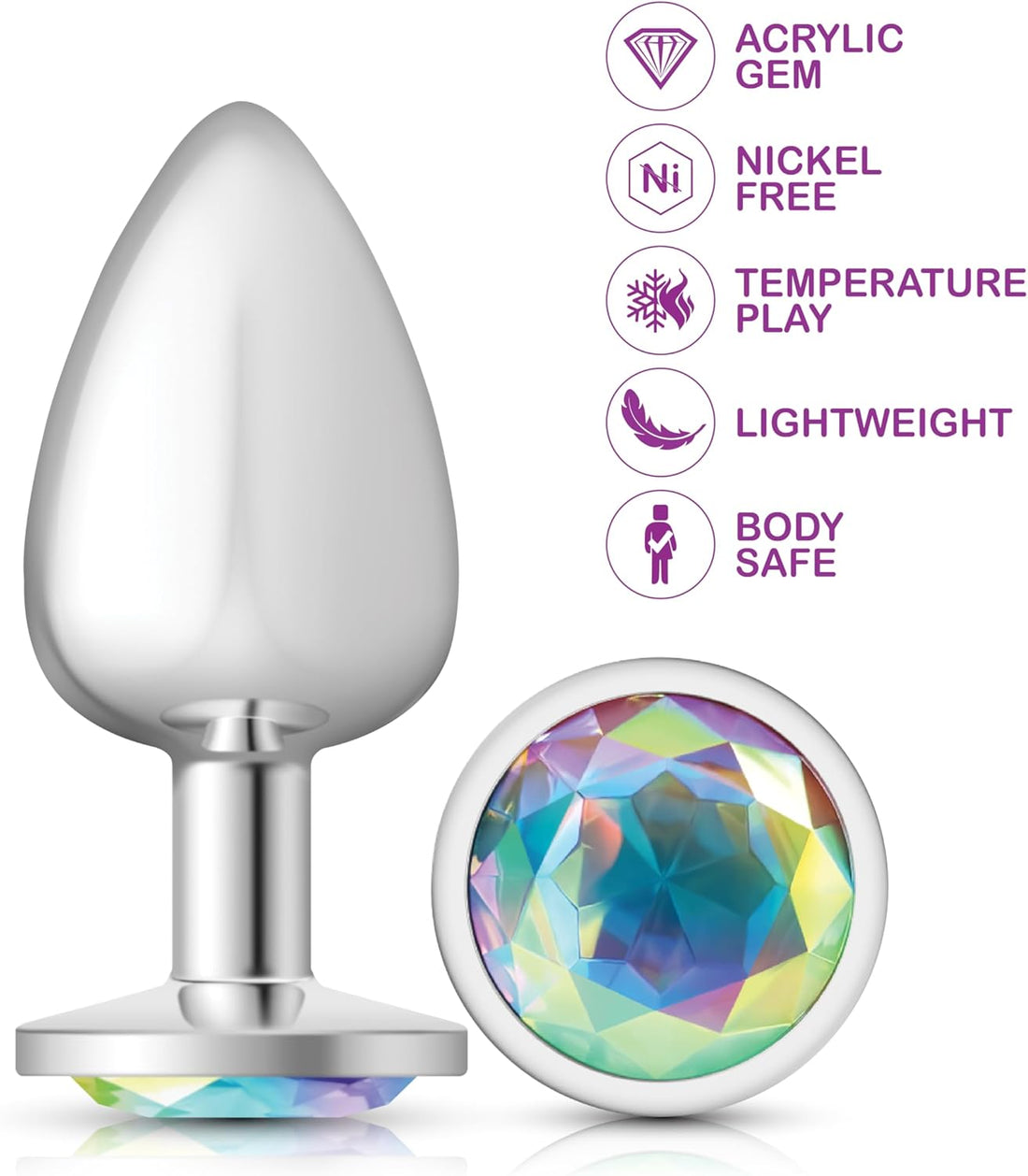 Cheeky Charms Anal Plug Large Clear Iridescent