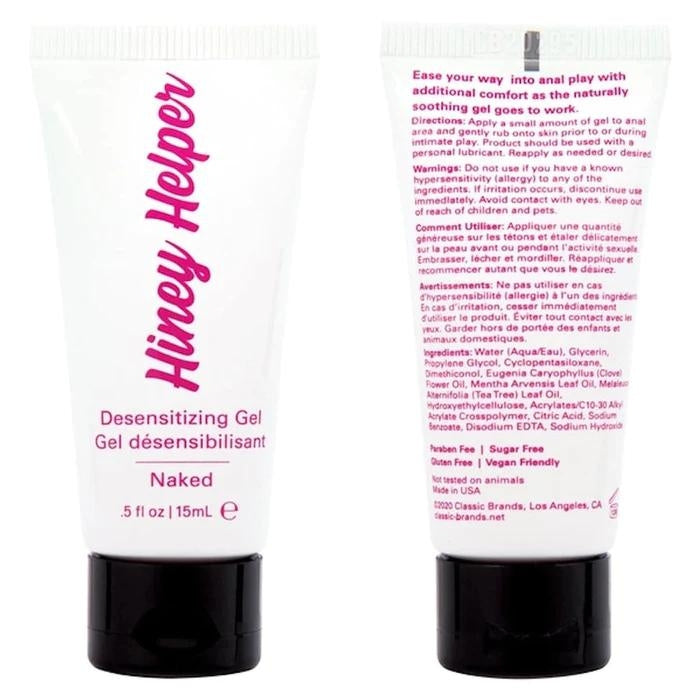 Ease your way into anal play with additional comfort as the naturally soothing gel goes to work. Hiney Helper desensitizing anal gel is toy and couple friendly, sugar free, and vegan friendly.