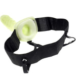 Designed with an authentic bondage aesthetic, but with the added delight of the glow-in-the-dark properties, the fluorescent green detailing will turn every event into a party. The strap is elastic and adjustable so it fits all body types. Ouch! Glow-In-The-Dark products must be activated with the sunlight before enjoying it in the dark. 7" (18 cm)
