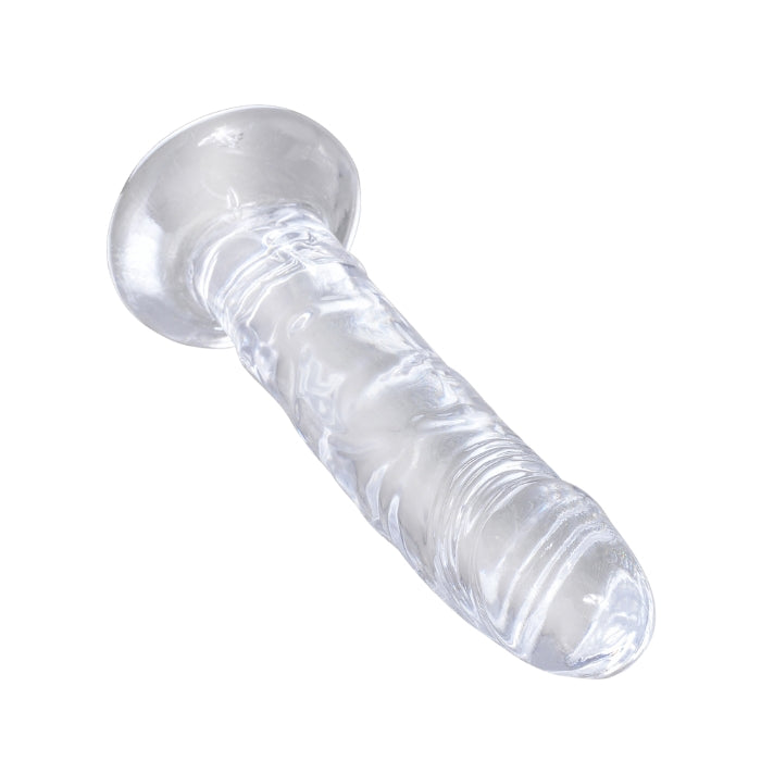 King Cock combines a translucent dildo with a realistic cock design. Its flexible shaft, detailed veins, and defined head, King Cock Clear will engage your senses visually and physically. The powerful suction cup base sticks to nearly any flat surface and makes every dildo harness compatible.